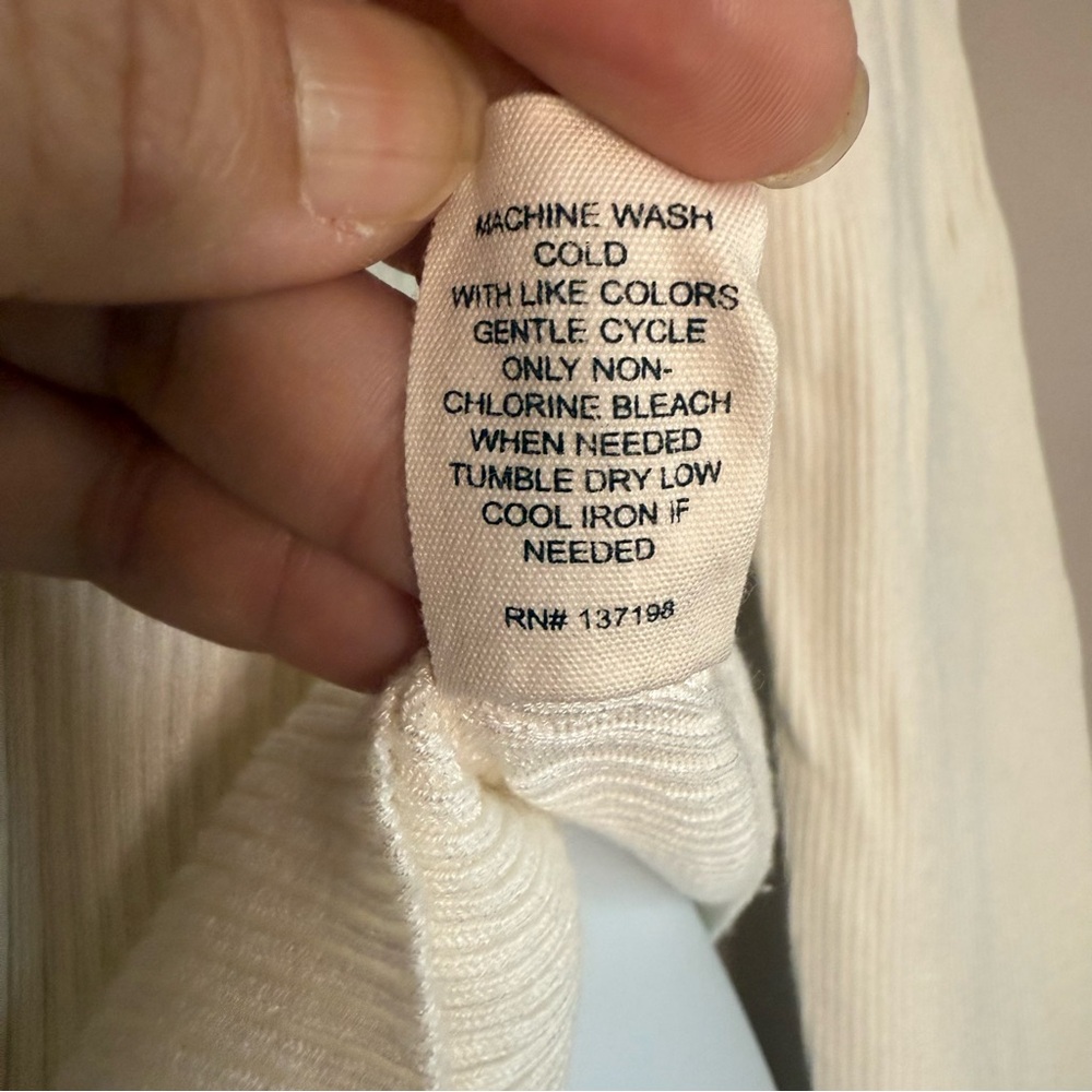 Cream Long Sleeve Ribbed Top - Picture 5 of 8